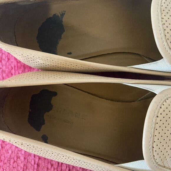 Everlane The Leather Street Shoe Pointed Toe Perforated Natural Beige Size 7.5 - Picture 7 of 12